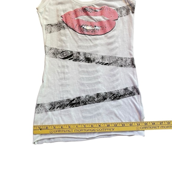 NWT Guess Womens Small S White Tank Shredded Cut Out 80s Retro Slashed Ripped - Picture 7 of 16
